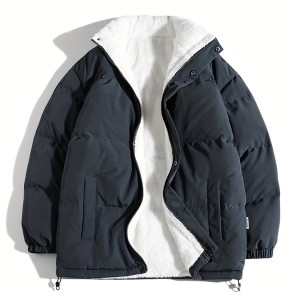 Solid Zip Up Fall & Winter Jacket, Casual Mock Neck Long Sleeve Outerwear, Women's Clothing