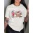 Coffee & Floral Print Crew Neck T-shirt, Casual Short Sleeve Drop Shoulder Top, Women's Clothing