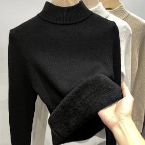 Solid Color Knit Pullover, Casual Mock Neck Long Sleeve Top For Fall & Winter, Women's Clothing
